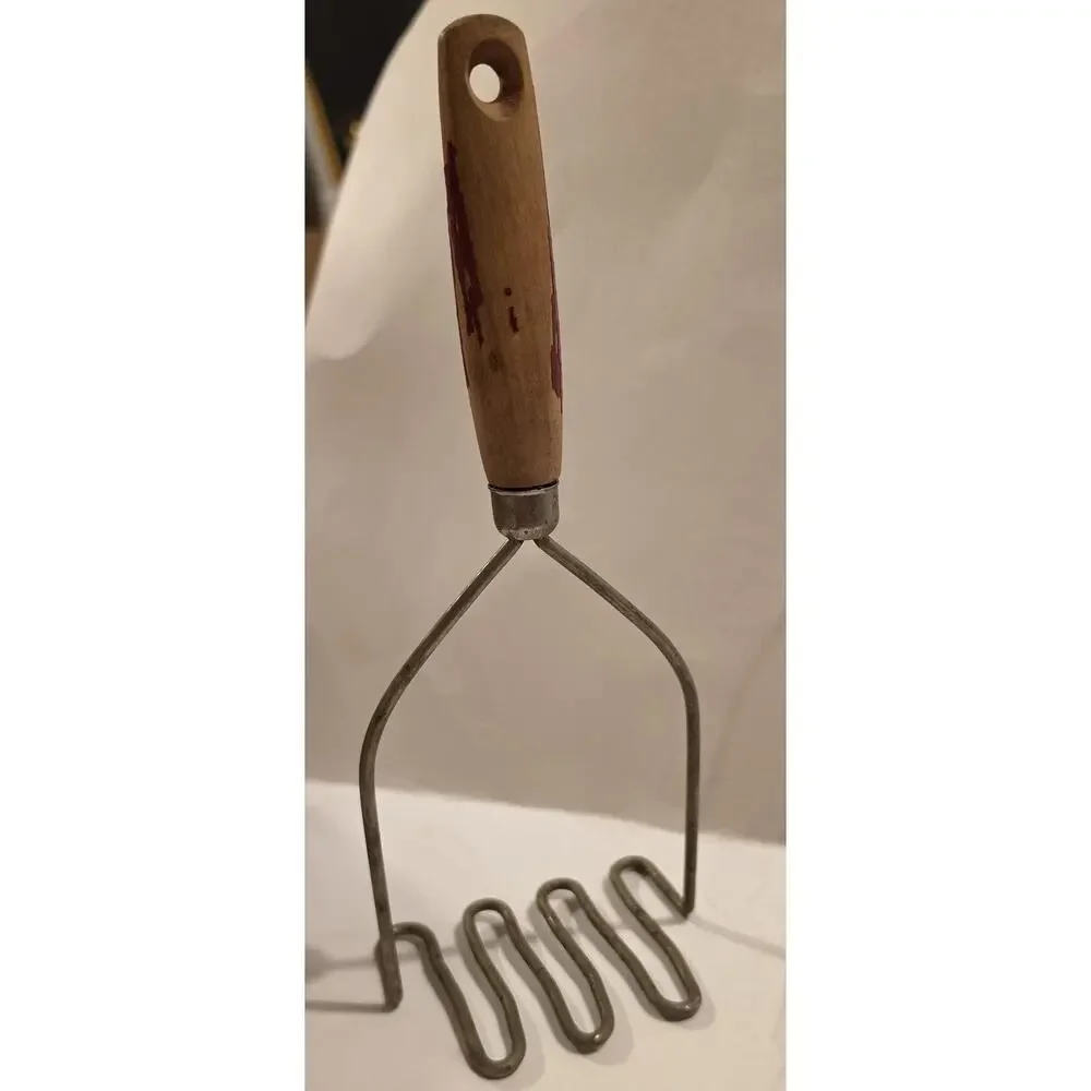 Vintage Mid-century Potato Masher Wooden Handle
